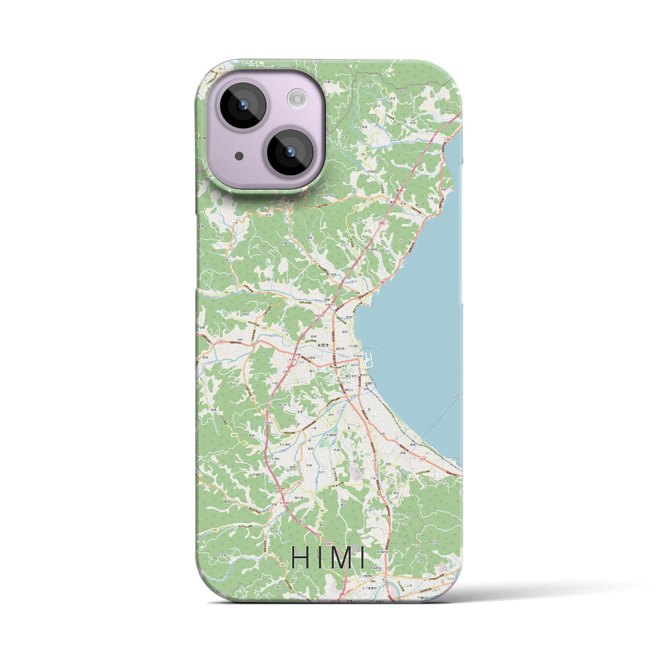 【氷見】地図柄iPhoneケース（バックカバータイプ・ナチュラル）iPhone 14 用