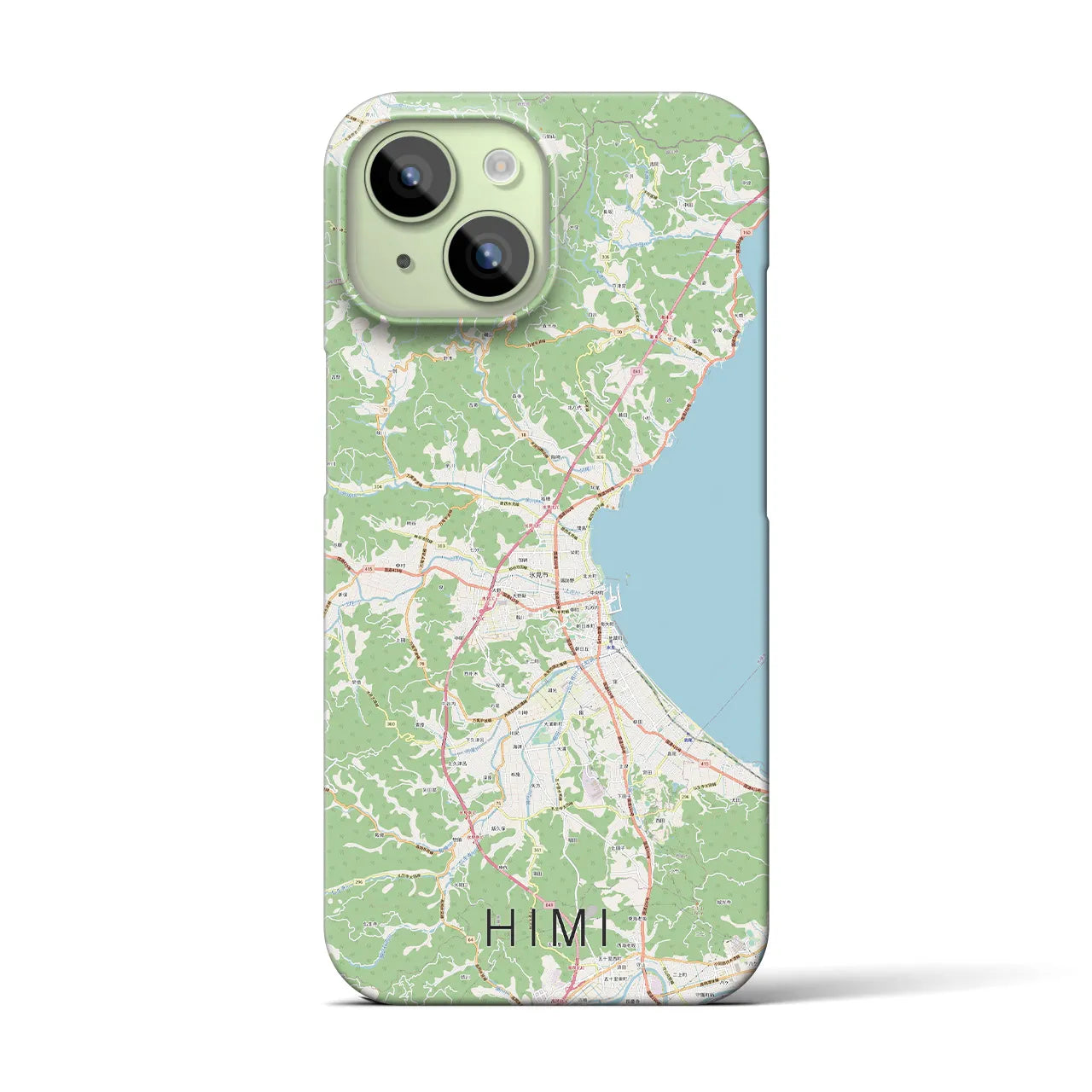 【氷見】地図柄iPhoneケース（バックカバータイプ・ナチュラル）iPhone 15 用
