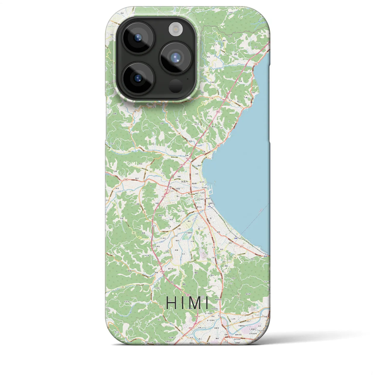 【氷見】地図柄iPhoneケース（バックカバータイプ・ナチュラル）iPhone 15 Pro Max 用