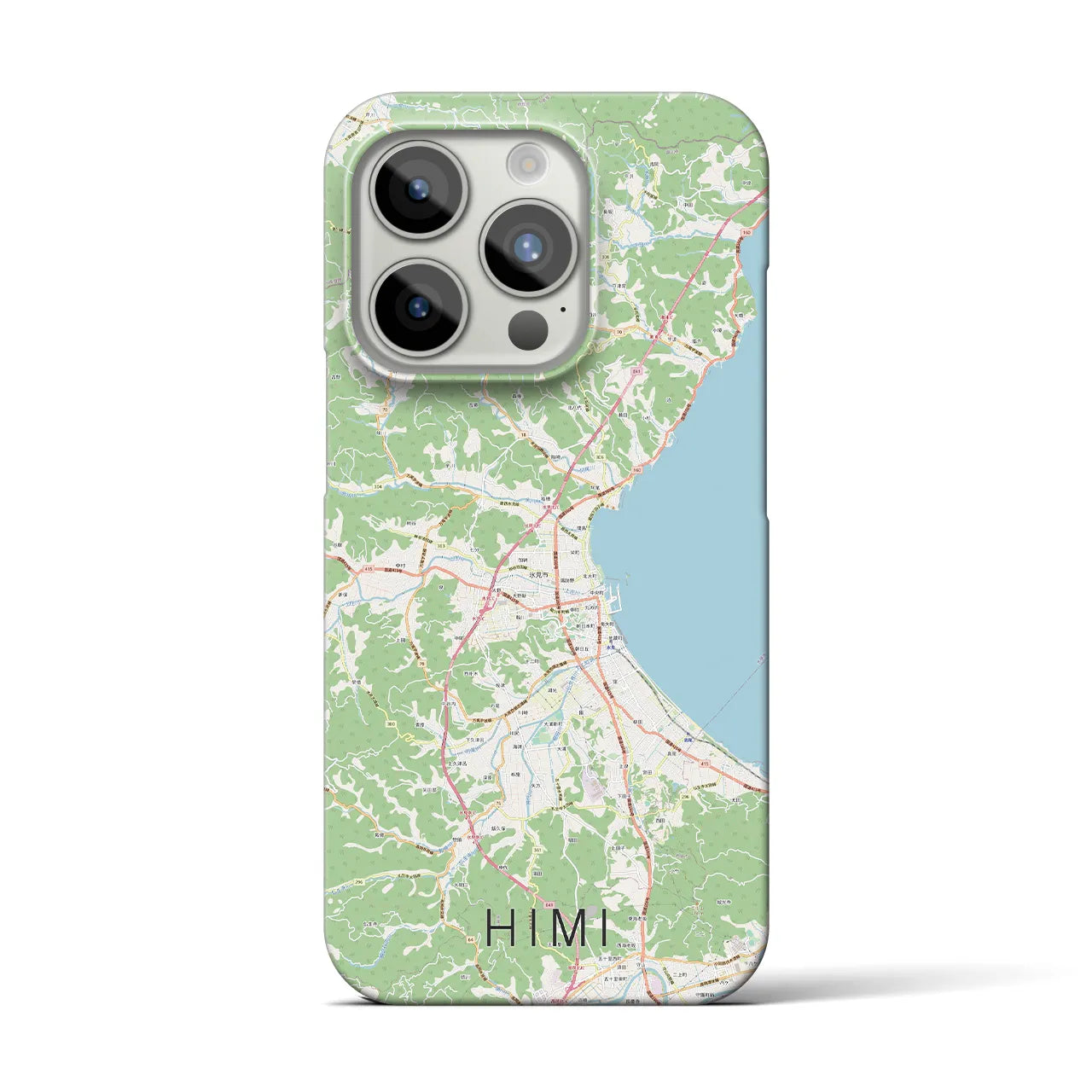 【氷見】地図柄iPhoneケース（バックカバータイプ・ナチュラル）iPhone 15 Pro 用