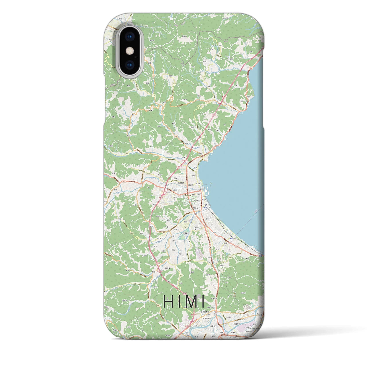 【氷見】地図柄iPhoneケース（バックカバータイプ・ナチュラル）iPhone XS Max 用