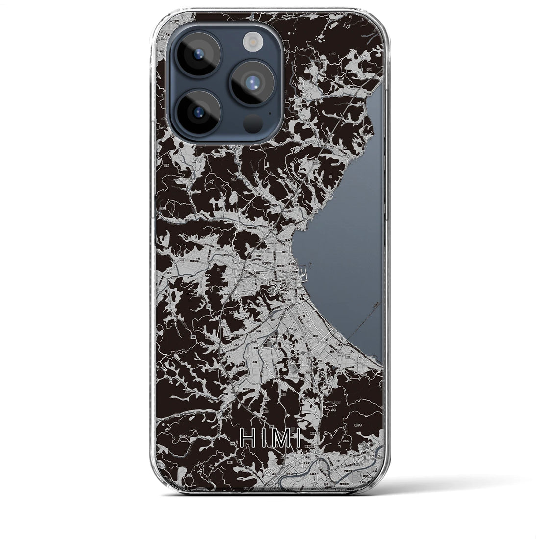 【氷見】地図柄iPhoneケース（クリアタイプ・モノトーン）iPhone 15 Pro Max 用