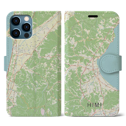 【氷見（富山県）】地図柄iPhoneケース（手帳タイプ）ナチュラル・iPhone 12 / 12 Pro 用
