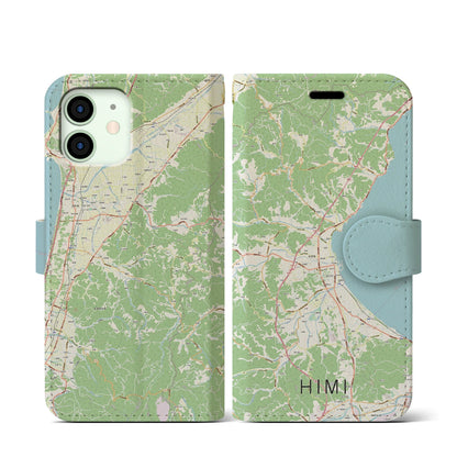 【氷見（富山県）】地図柄iPhoneケース（手帳タイプ）ナチュラル・iPhone 12 mini 用