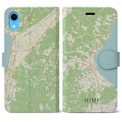 【氷見（富山県）】地図柄iPhoneケース（手帳タイプ）ナチュラル・iPhone XR 用