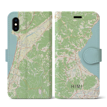 【氷見（富山県）】地図柄iPhoneケース（手帳タイプ）ナチュラル・iPhone XS / X 用