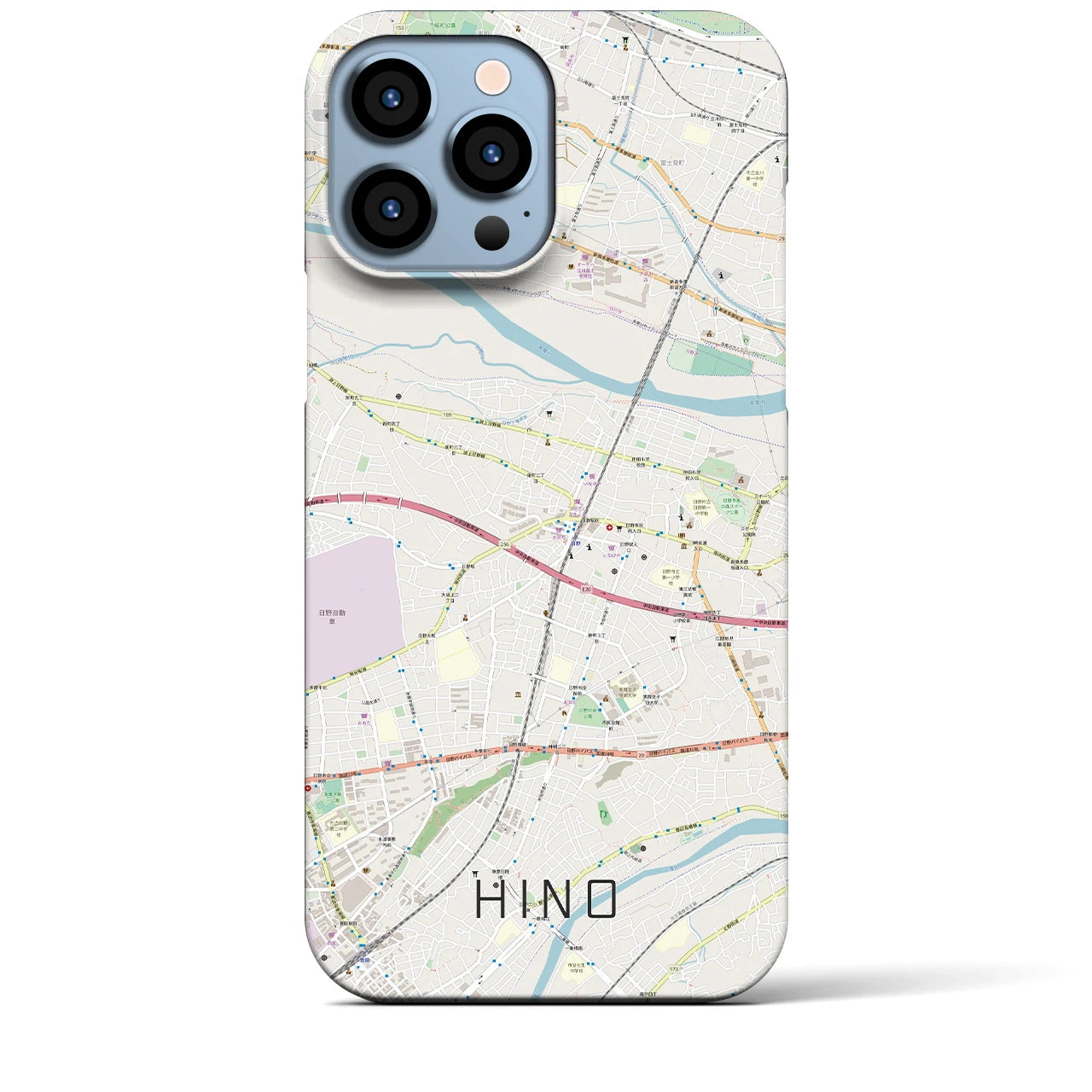 【日野】地図柄iPhoneケース（バックカバータイプ・ナチュラル）iPhone 13 Pro Max 用