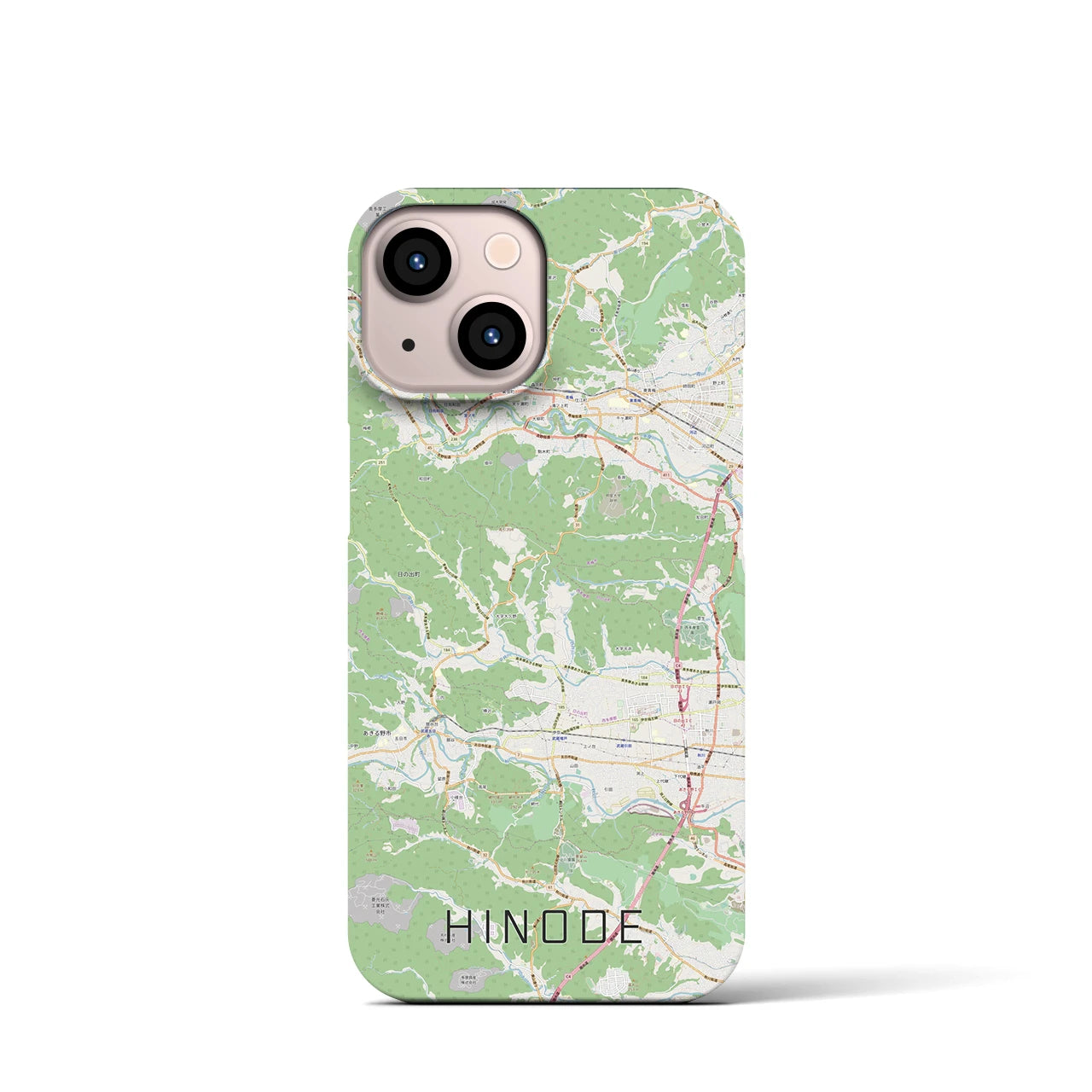 【日の出】地図柄iPhoneケース（バックカバータイプ・ナチュラル）iPhone 13 mini 用