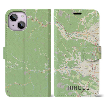 【日の出（東京都）】地図柄iPhoneケース（手帳タイプ）ナチュラル・iPhone 14 用