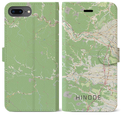 【日の出（東京都）】地図柄iPhoneケース（手帳タイプ）ナチュラル・iPhone 8Plus /7Plus / 6sPlus / 6Plus 用