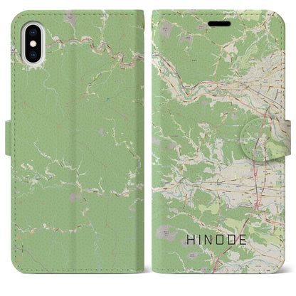 【日の出（東京都）】地図柄iPhoneケース（手帳タイプ）ナチュラル・iPhone XS Max 用