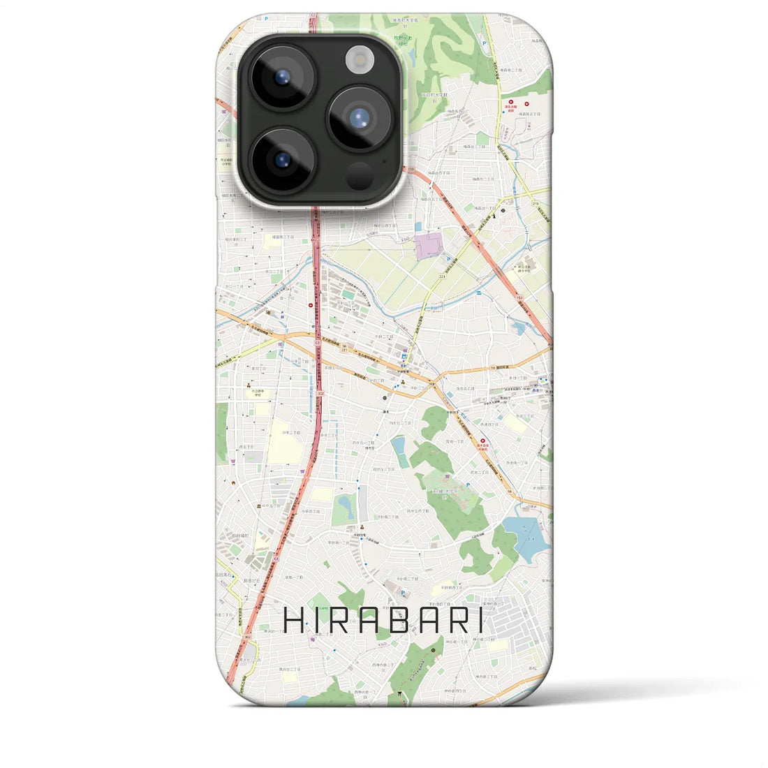 【平針】地図柄iPhoneケース（バックカバータイプ・ナチュラル）iPhone 15 Pro Max 用