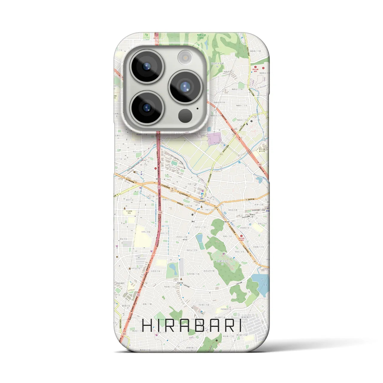 【平針】地図柄iPhoneケース（バックカバータイプ・ナチュラル）iPhone 15 Pro 用