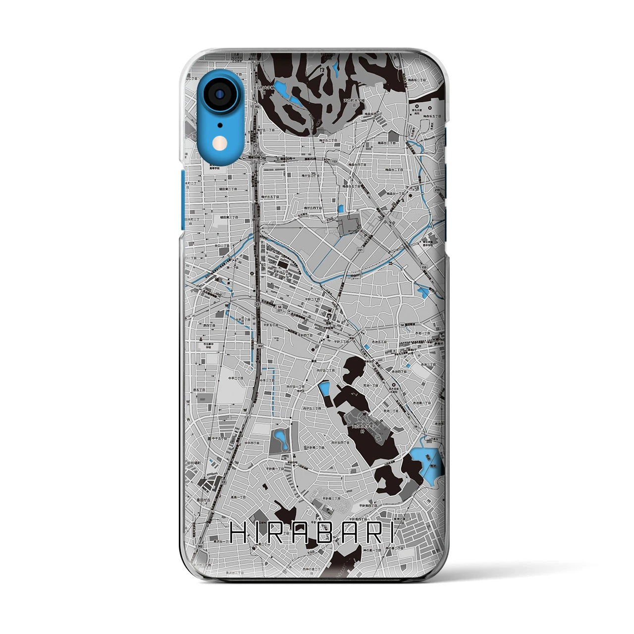 【平針】地図柄iPhoneケース（クリアタイプ・モノトーン）iPhone XR 用