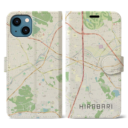 【平針（愛知県）】地図柄iPhoneケース（手帳タイプ）ナチュラル・iPhone 13 用