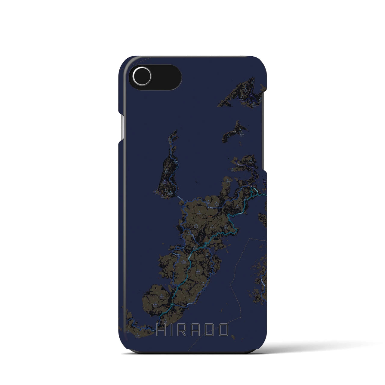 【平戸】地図柄iPhoneケース（バックカバータイプ・ブラック）iPhone SE（第3 / 第2世代） / 8 / 7 / 6s / 6 用