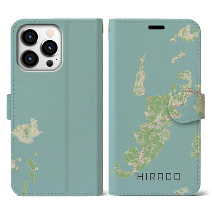 【平戸（長崎県）】地図柄iPhoneケース（手帳タイプ）ナチュラル・iPhone 13 Pro 用