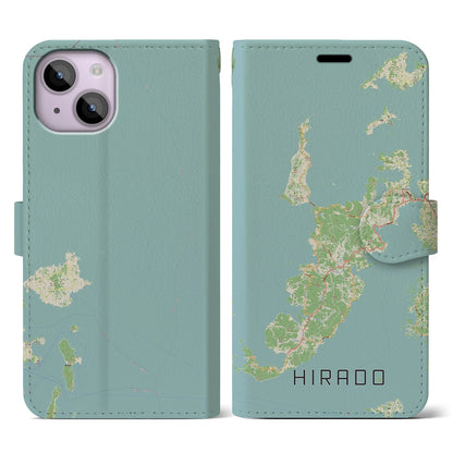【平戸（長崎県）】地図柄iPhoneケース（手帳タイプ）ナチュラル・iPhone 14 用