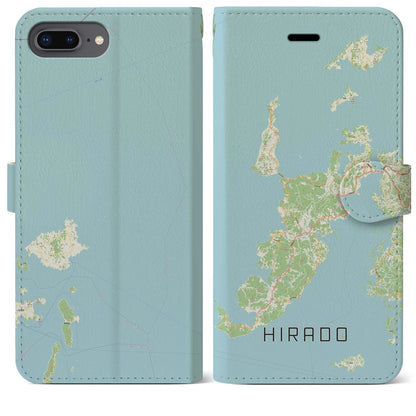 【平戸（長崎県）】地図柄iPhoneケース（手帳タイプ）ナチュラル・iPhone 8Plus /7Plus / 6sPlus / 6Plus 用