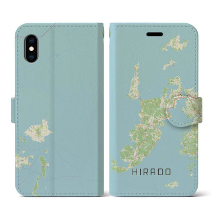 【平戸（長崎県）】地図柄iPhoneケース（手帳タイプ）ナチュラル・iPhone XS / X 用