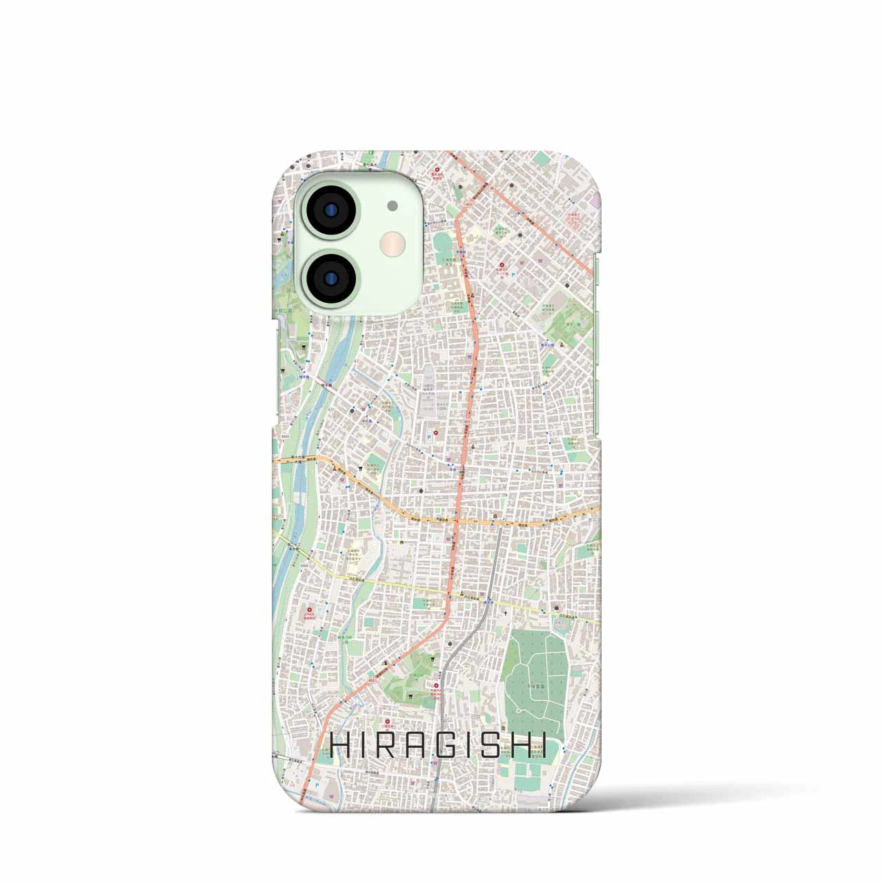 【平岸】地図柄iPhoneケース（バックカバータイプ・ナチュラル）iPhone 12 mini 用