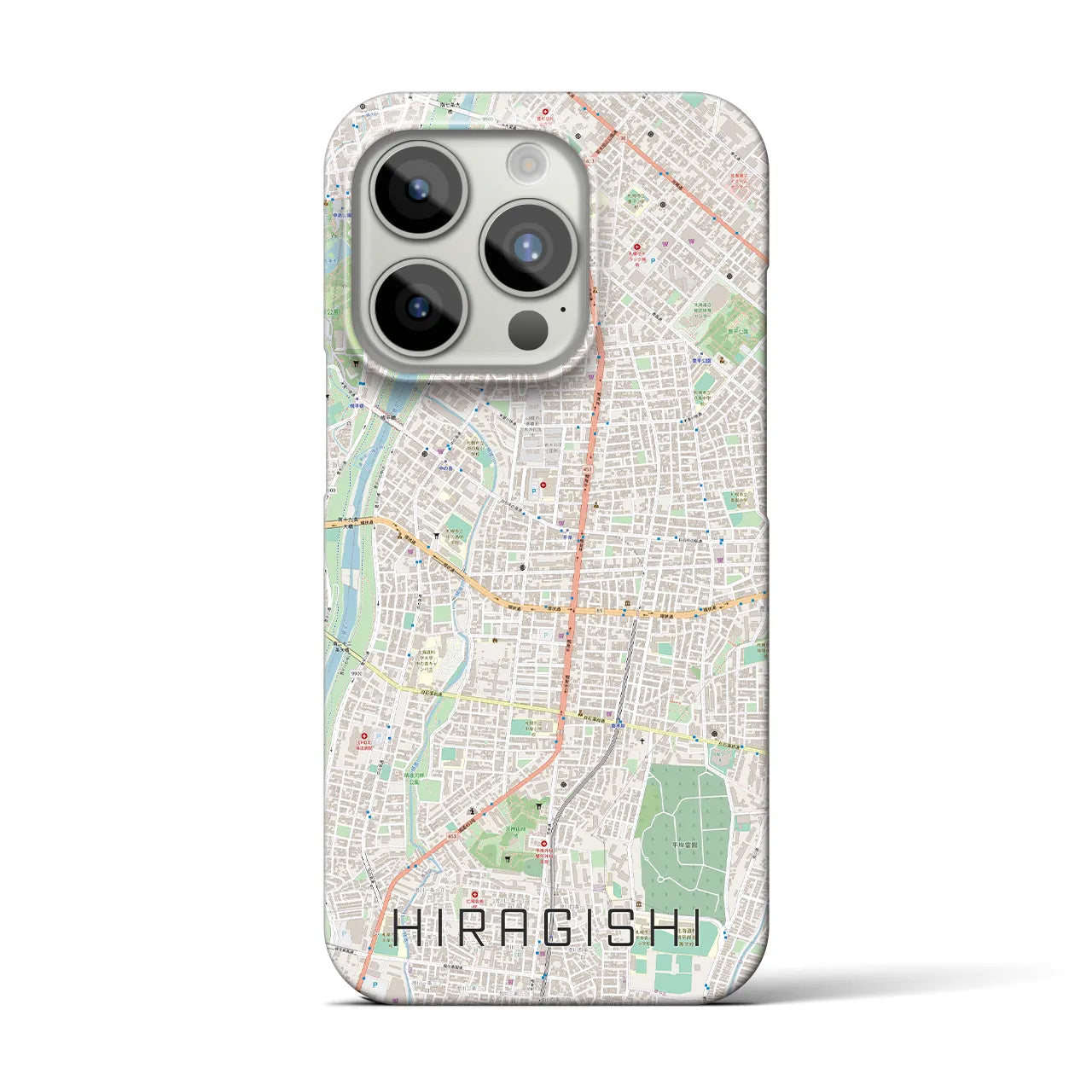 【平岸】地図柄iPhoneケース（バックカバータイプ・ナチュラル）iPhone 15 Pro 用