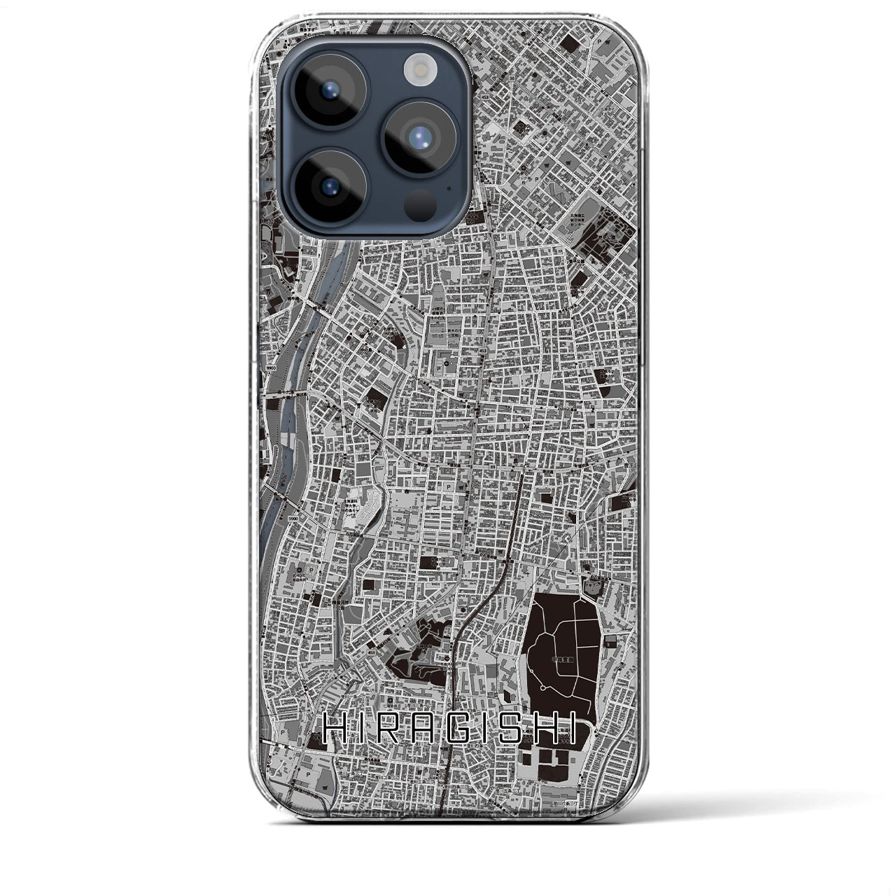 【平岸】地図柄iPhoneケース（クリアタイプ・モノトーン）iPhone 15 Pro Max 用