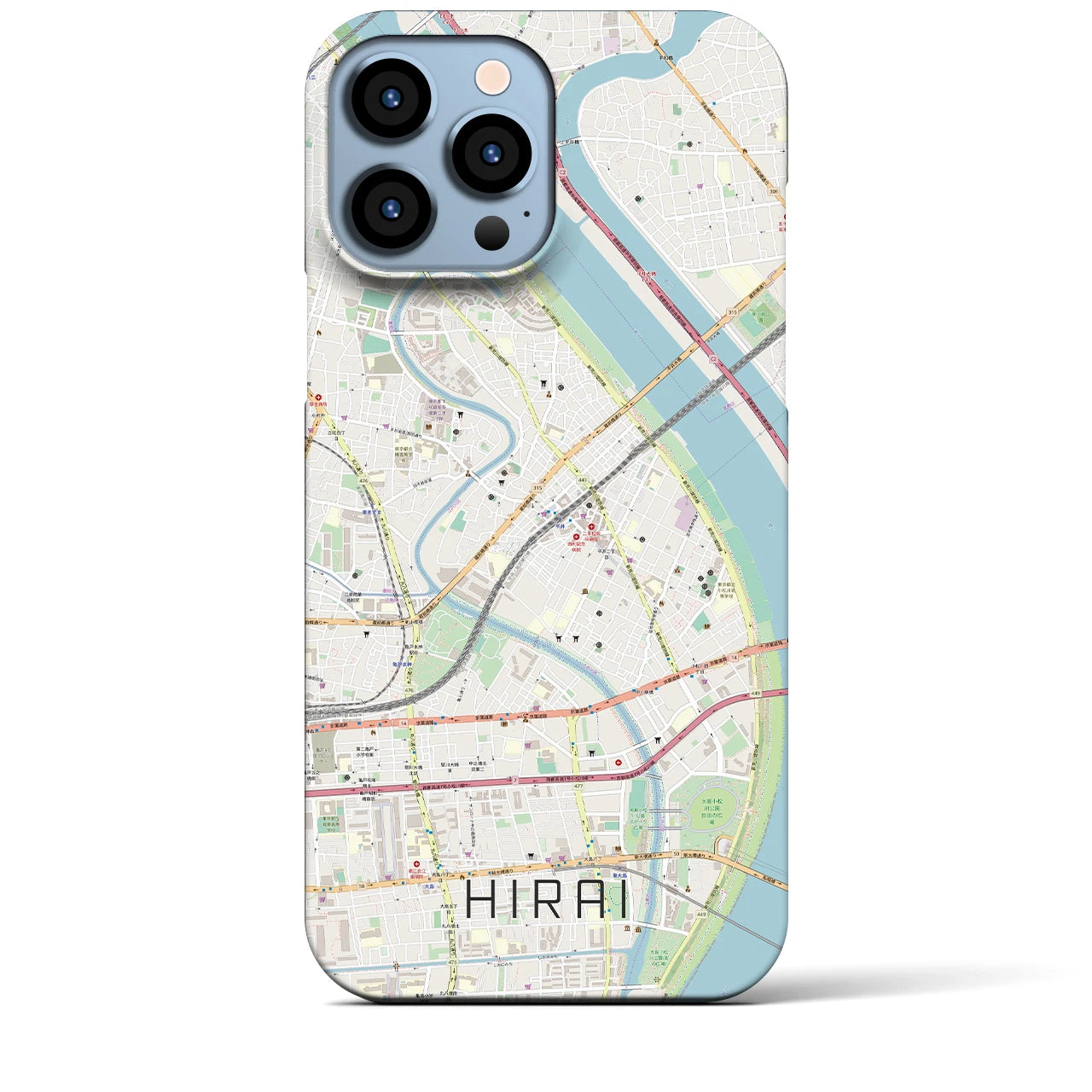【平井】地図柄iPhoneケース（バックカバータイプ・ナチュラル）iPhone 13 Pro Max 用