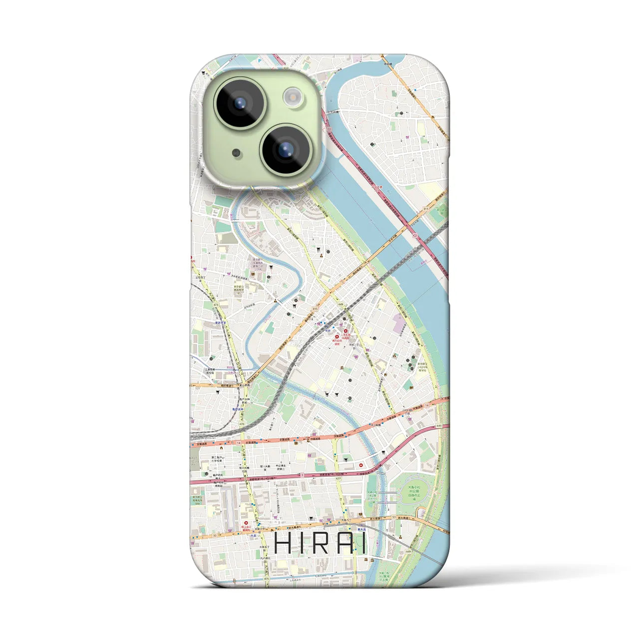 【平井】地図柄iPhoneケース（バックカバータイプ・ナチュラル）iPhone 15 用