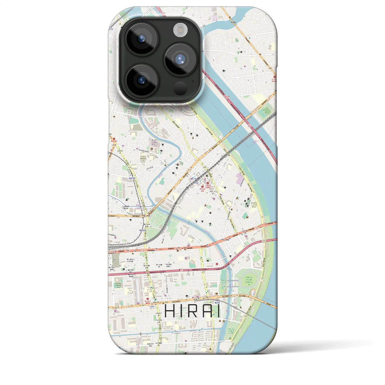 【平井】地図柄iPhoneケース（バックカバータイプ・ナチュラル）iPhone 15 Pro Max 用