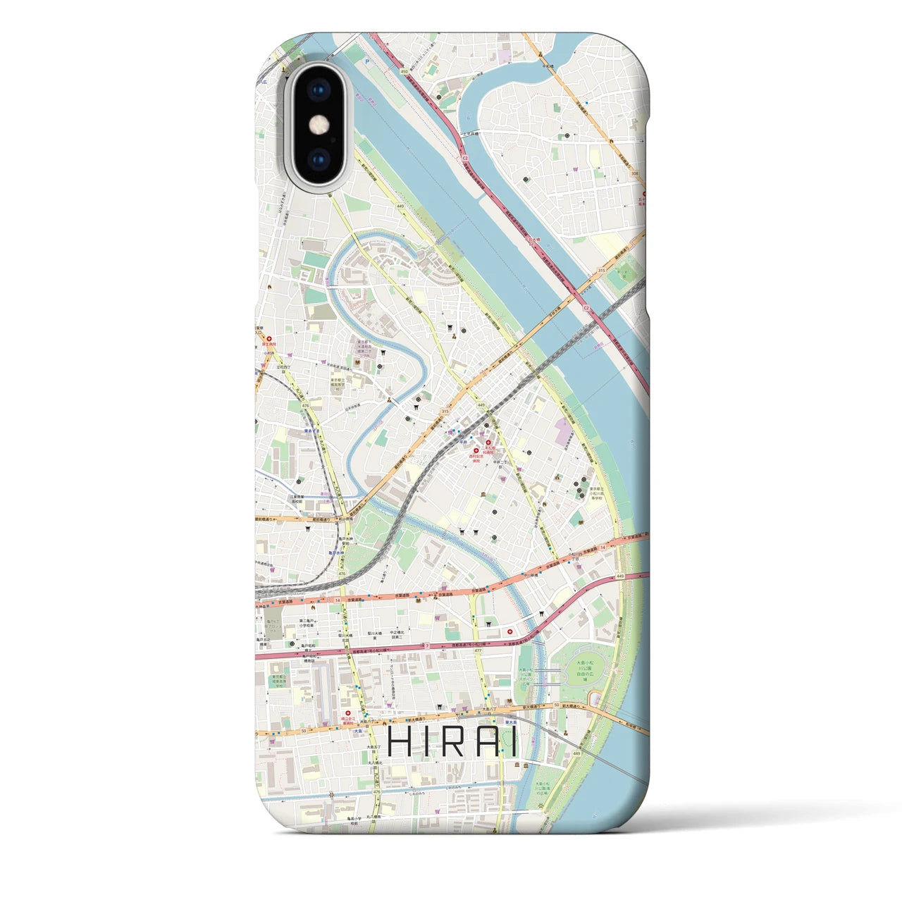 【平井】地図柄iPhoneケース（バックカバータイプ・ナチュラル）iPhone XS Max 用