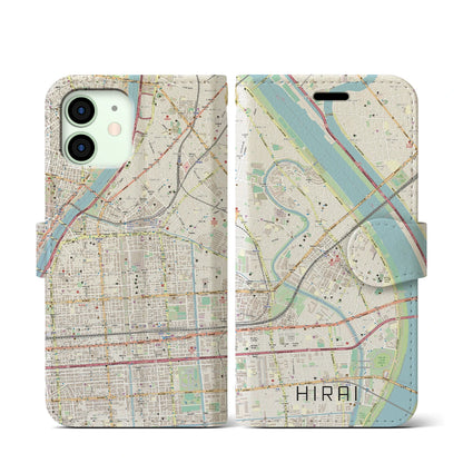 【平井（東京都）】地図柄iPhoneケース（手帳タイプ）ナチュラル・iPhone 12 mini 用