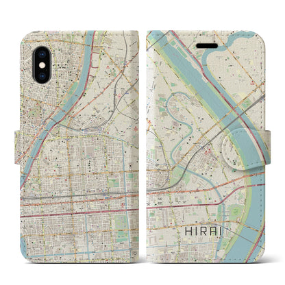 【平井（東京都）】地図柄iPhoneケース（手帳タイプ）ナチュラル・iPhone XS / X 用