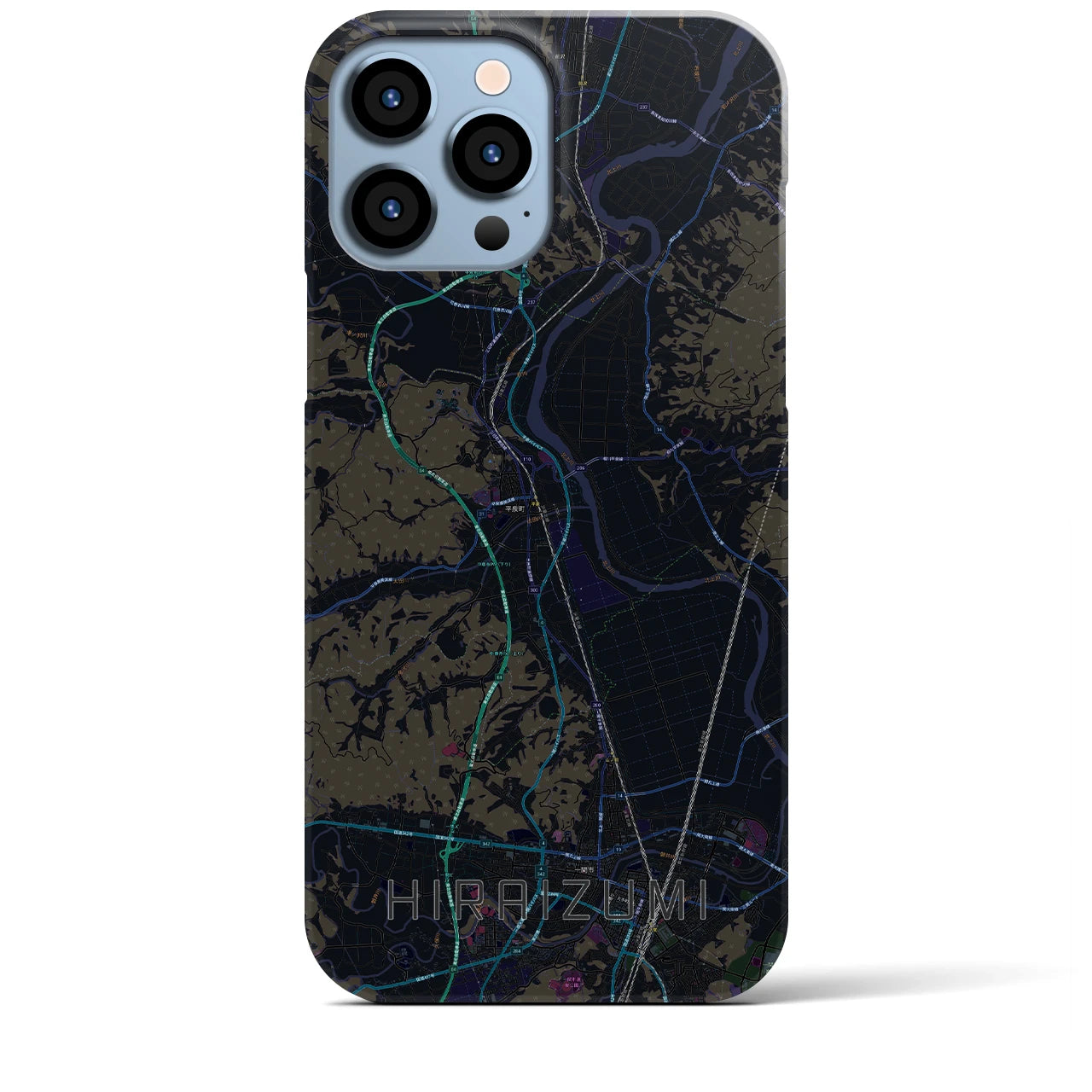 【平泉】地図柄iPhoneケース（バックカバータイプ・ブラック）iPhone 13 Pro Max 用