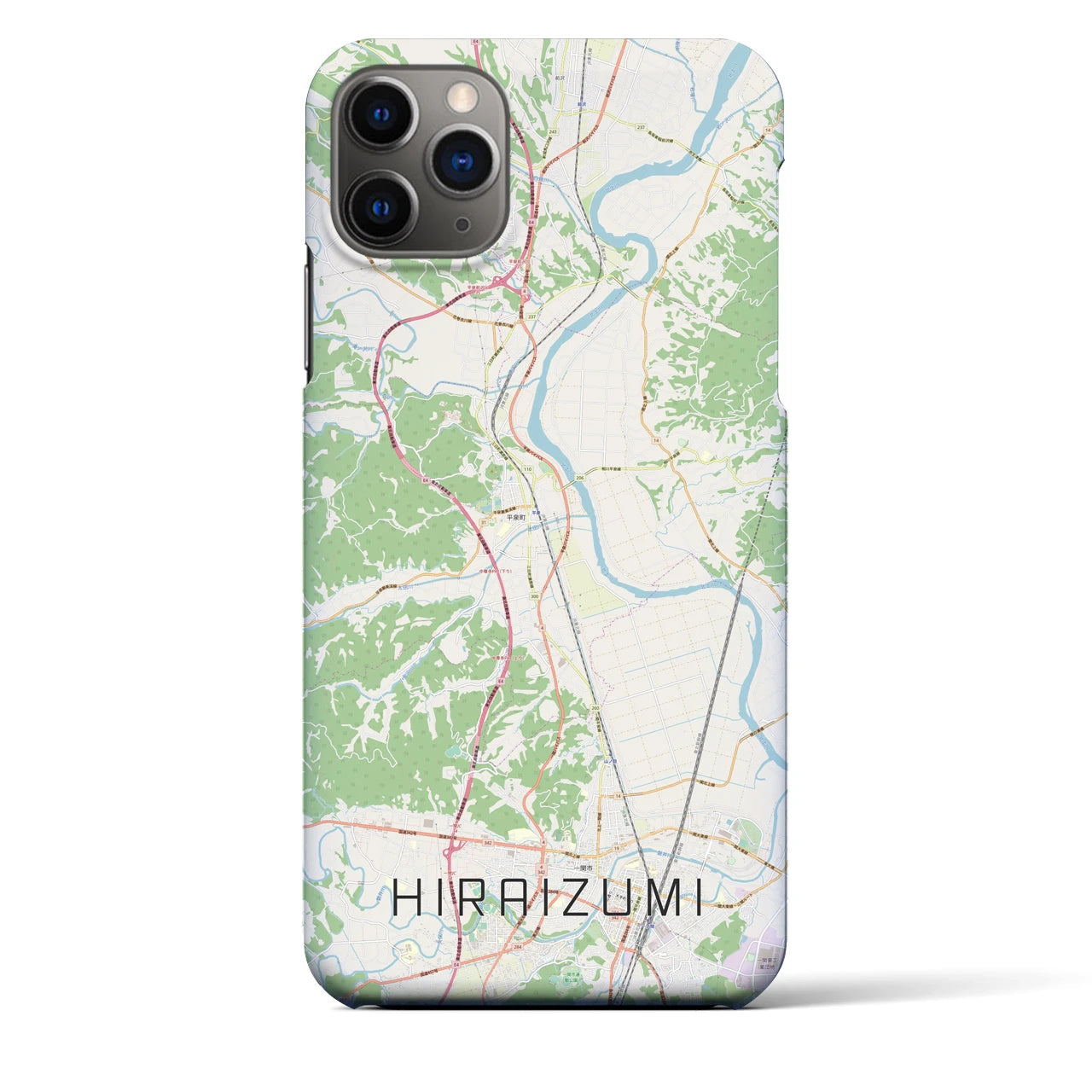 【平泉】地図柄iPhoneケース（バックカバータイプ・ナチュラル）iPhone 11 Pro Max 用