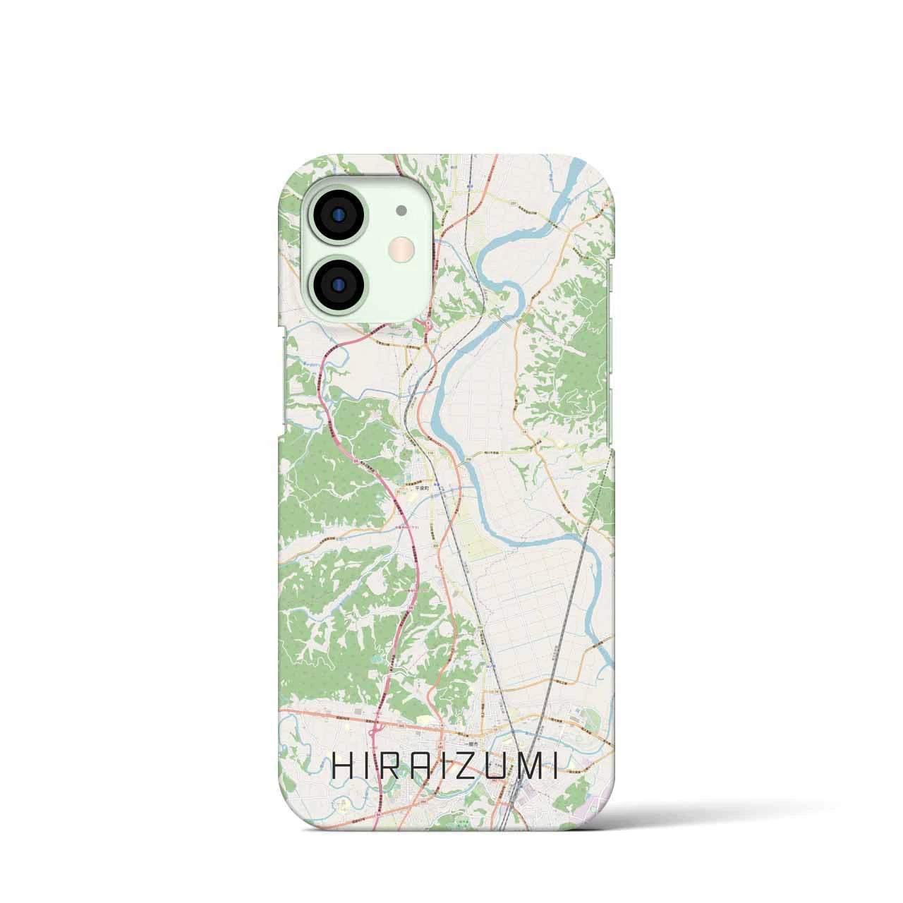 【平泉】地図柄iPhoneケース（バックカバータイプ・ナチュラル）iPhone 12 mini 用