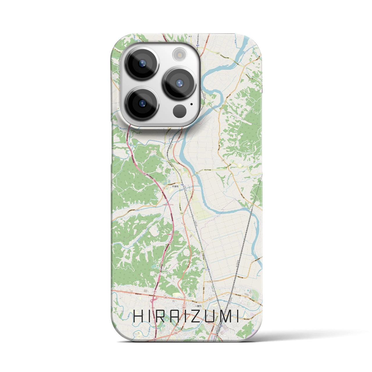 【平泉】地図柄iPhoneケース（バックカバータイプ・ナチュラル）iPhone 14 Pro 用