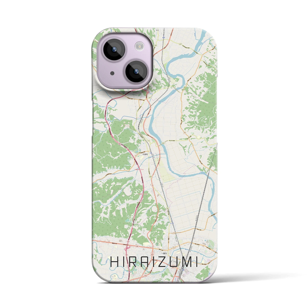 【平泉】地図柄iPhoneケース（バックカバータイプ・ナチュラル）iPhone 14 用