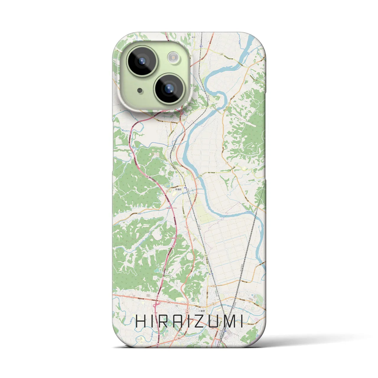 【平泉】地図柄iPhoneケース（バックカバータイプ・ナチュラル）iPhone 15 用