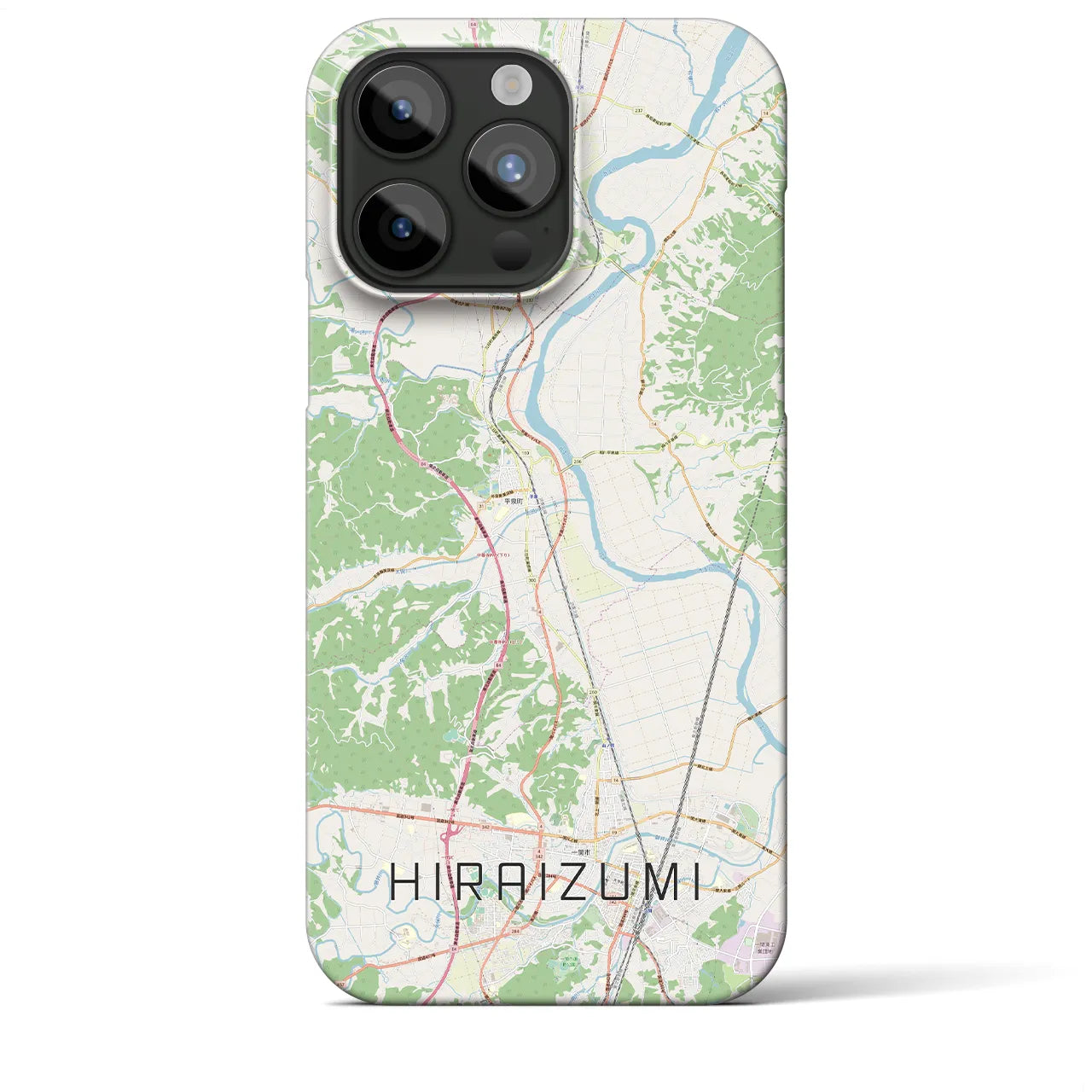 【平泉】地図柄iPhoneケース（バックカバータイプ・ナチュラル）iPhone 15 Pro Max 用