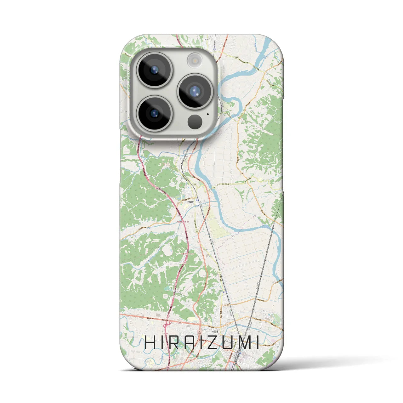 【平泉】地図柄iPhoneケース（バックカバータイプ・ナチュラル）iPhone 15 Pro 用