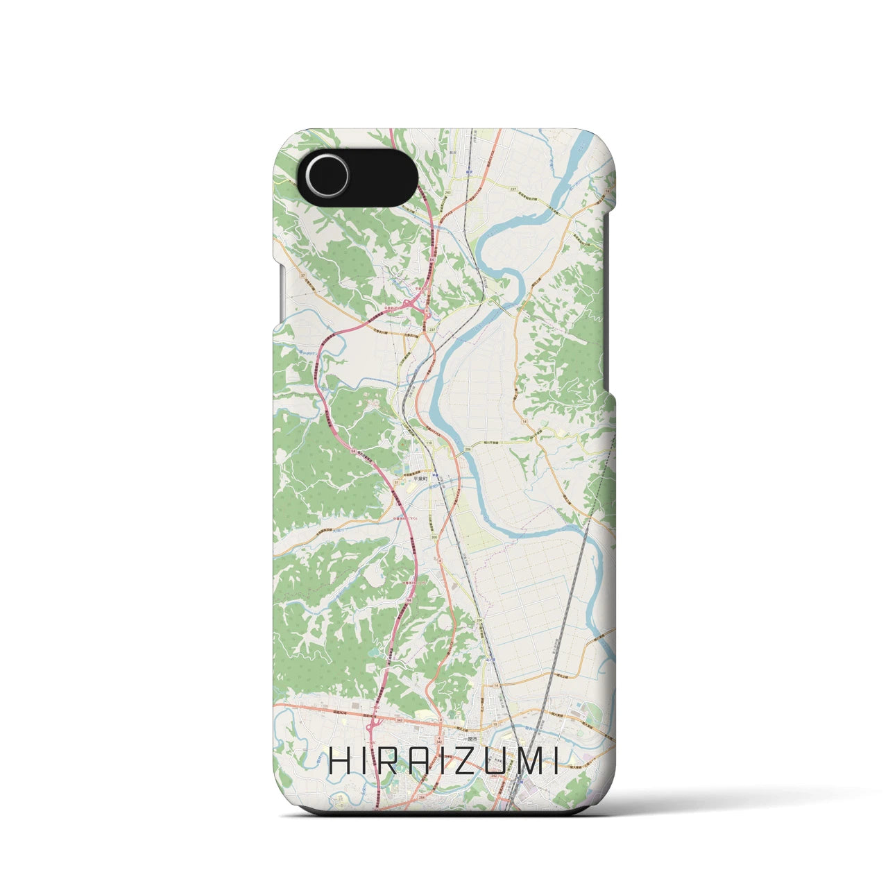 【平泉】地図柄iPhoneケース（バックカバータイプ・ナチュラル）iPhone SE（第3 / 第2世代） / 8 / 7 / 6s / 6 用