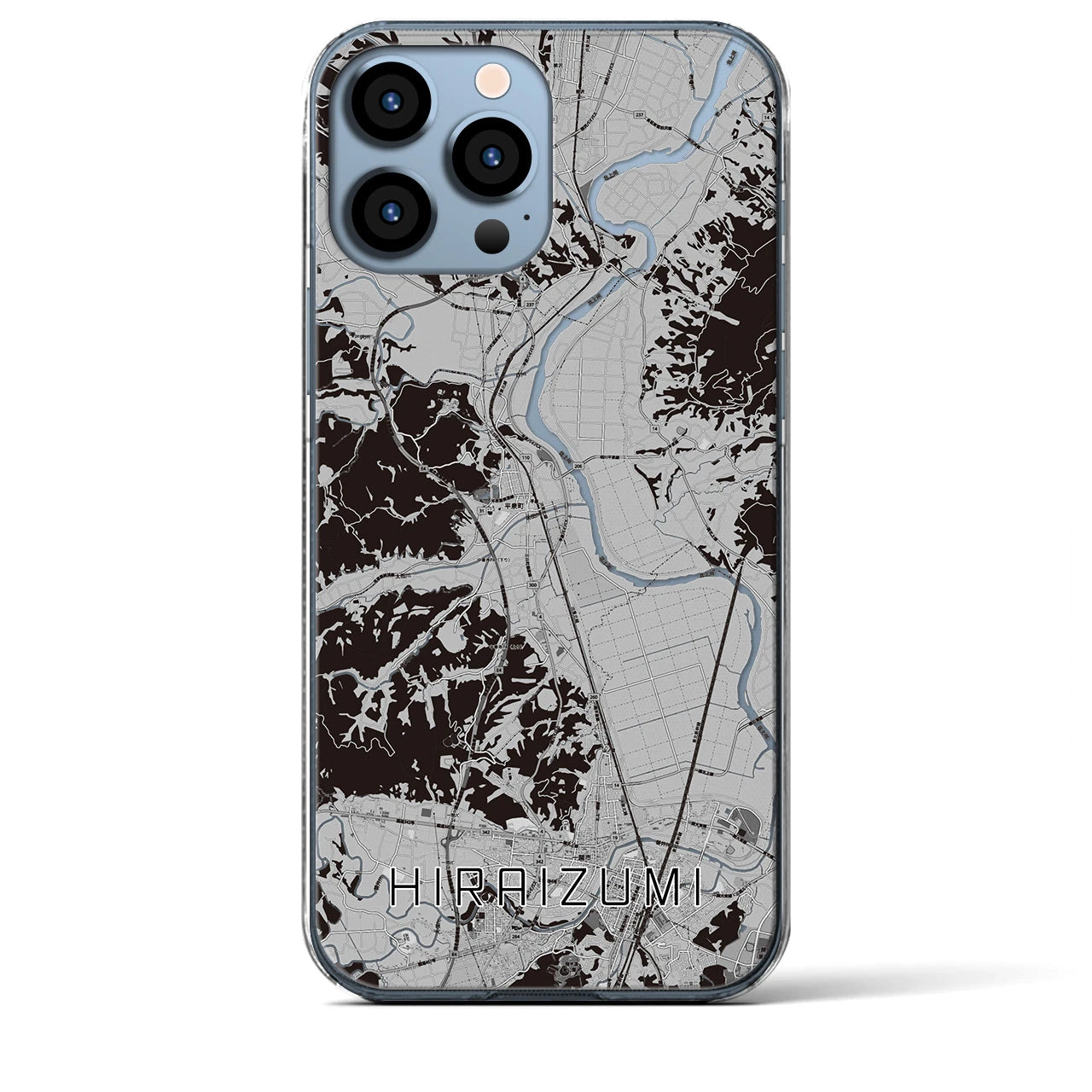【平泉】地図柄iPhoneケース（クリアタイプ・モノトーン）iPhone 13 Pro Max 用