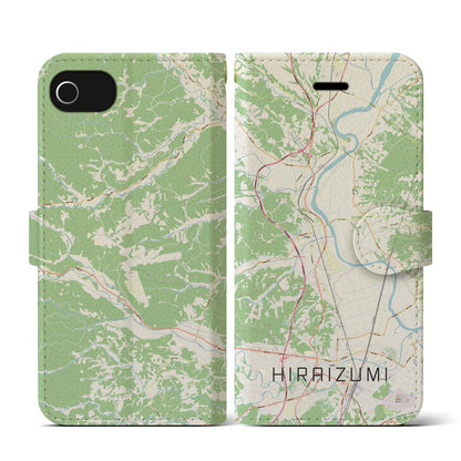 【平泉（岩手県）】地図柄iPhoneケース（手帳タイプ）ナチュラル・iPhone SE（第3 / 第2世代） / 8 / 7 / 6s / 6 用