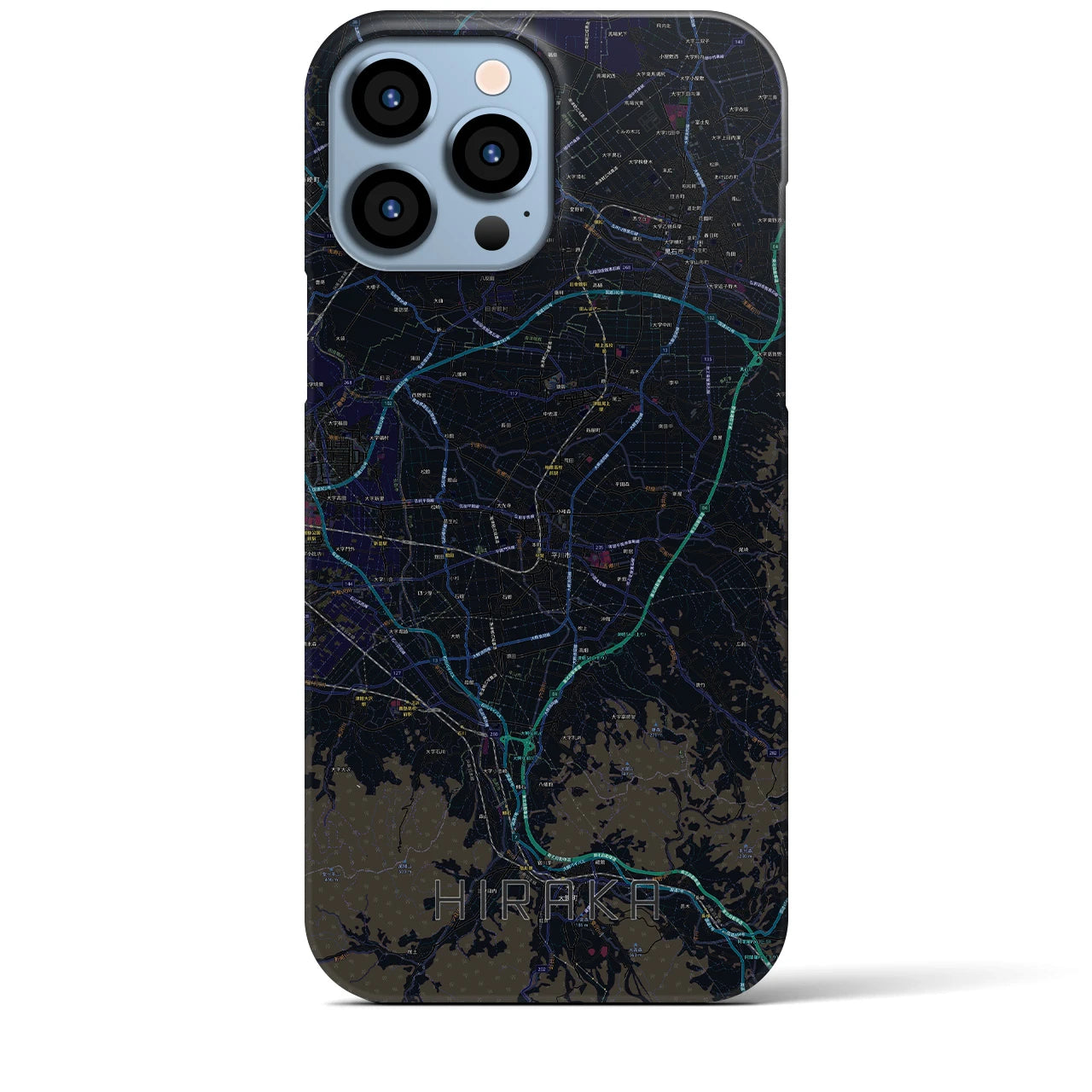 【平賀】地図柄iPhoneケース（バックカバータイプ・ブラック）iPhone 13 Pro Max 用