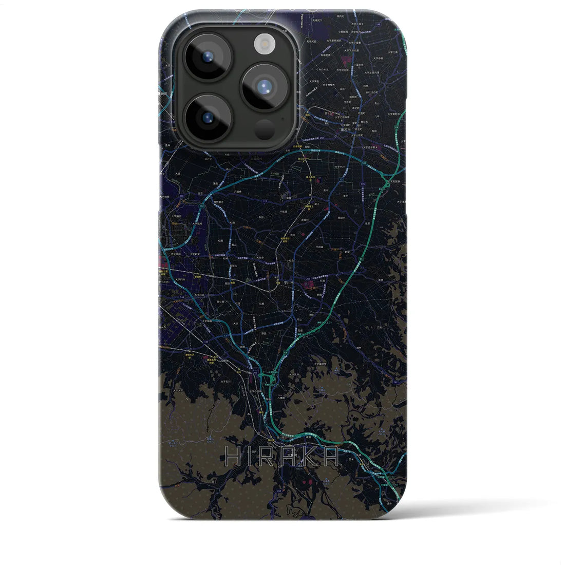 【平賀】地図柄iPhoneケース（バックカバータイプ・ブラック）iPhone 15 Pro Max 用