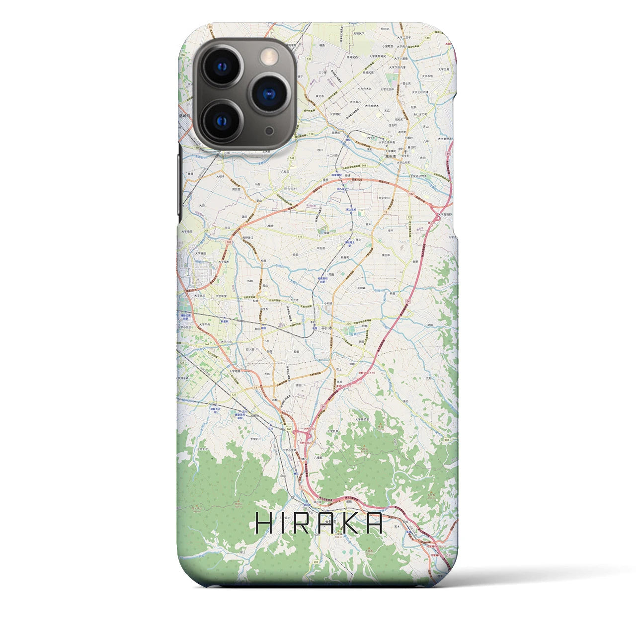【平賀】地図柄iPhoneケース（バックカバータイプ・ナチュラル）iPhone 11 Pro Max 用