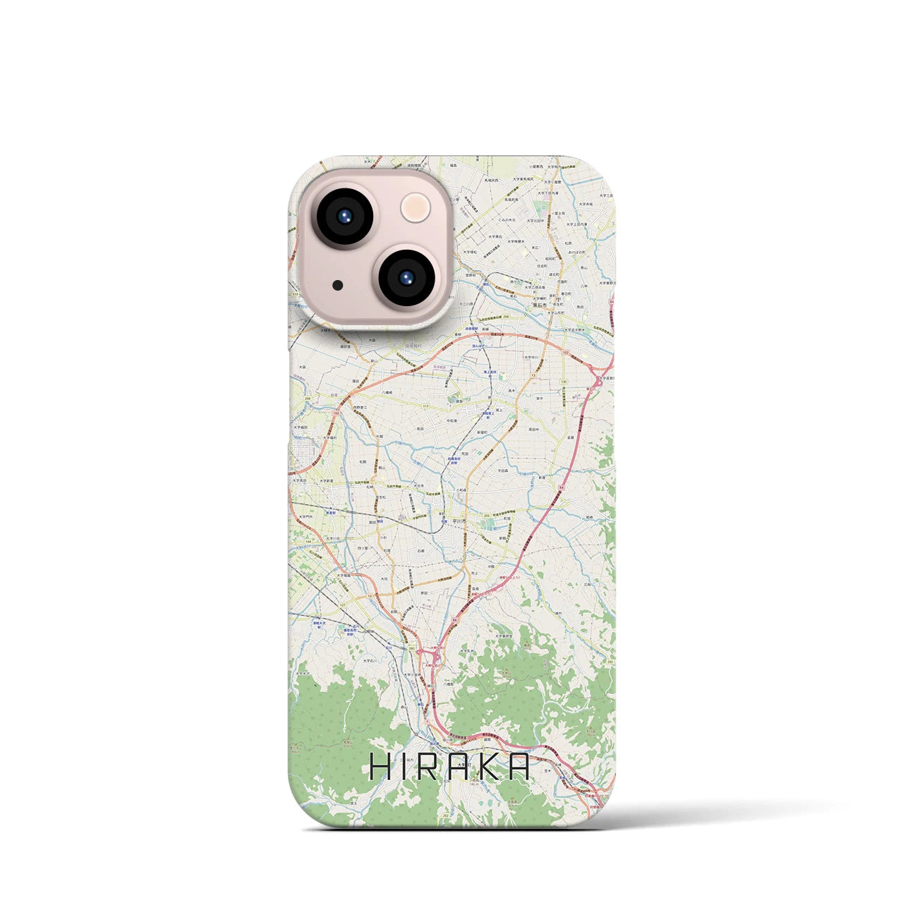 【平賀】地図柄iPhoneケース（バックカバータイプ・ナチュラル）iPhone 13 mini 用