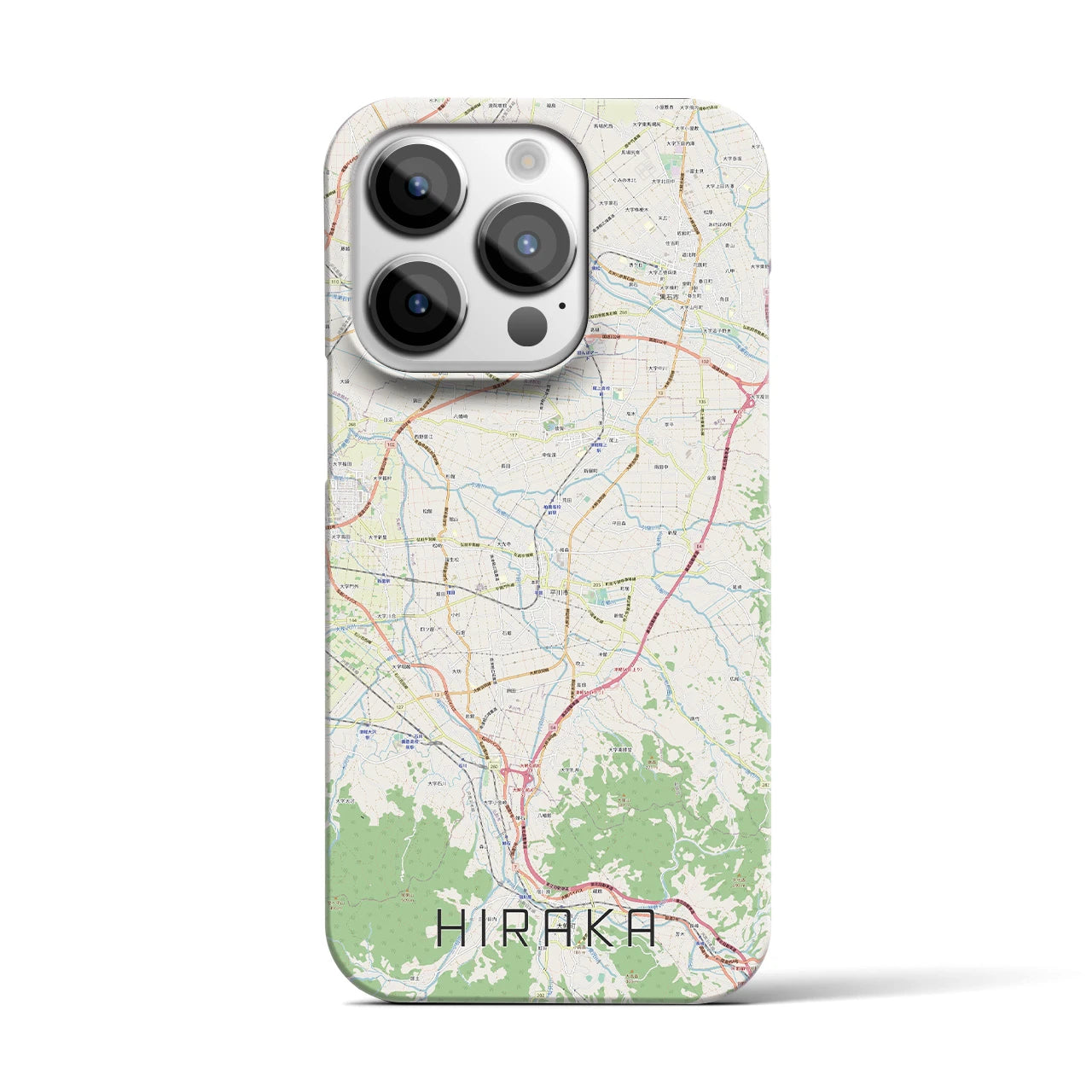 【平賀】地図柄iPhoneケース（バックカバータイプ・ナチュラル）iPhone 14 Pro 用