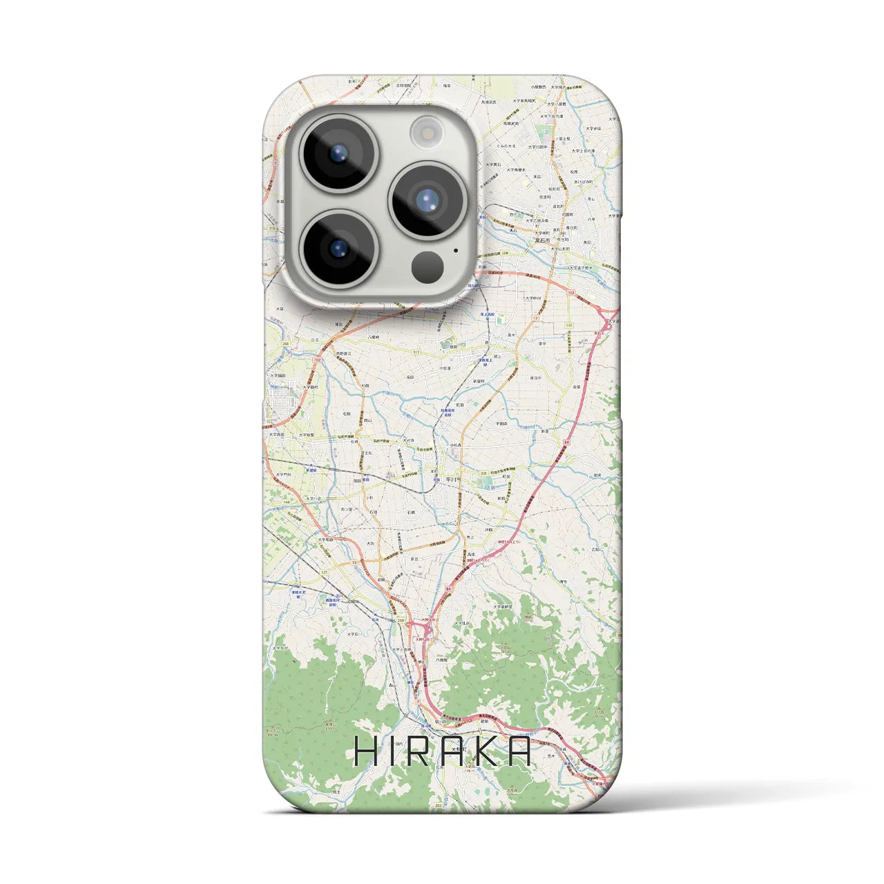 【平賀】地図柄iPhoneケース（バックカバータイプ・ナチュラル）iPhone 15 Pro 用